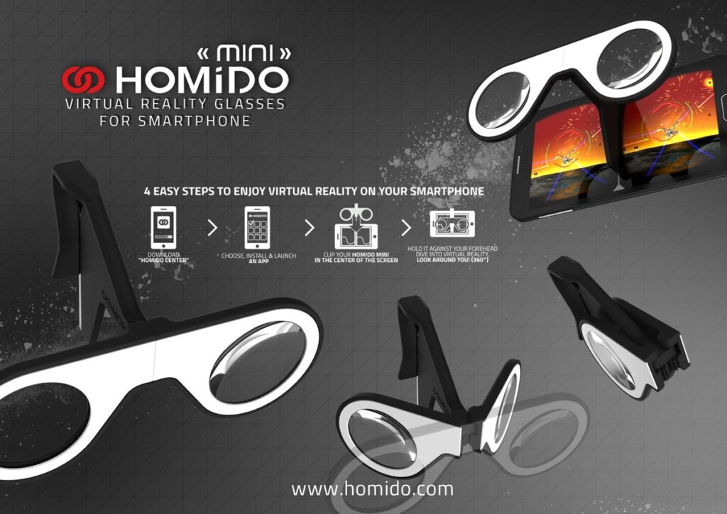 Homido mini : lunettes de réalité virtuelle pliable pour smartphone Android et IOS